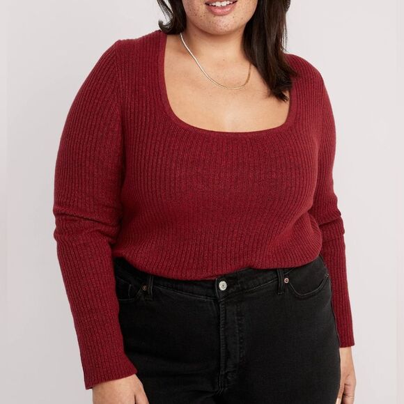 NWT Old Navy Fitted Crop Square Neck Ribbed Sweater - Picture 1 of 8
